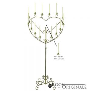 Heart Candelabra, Brass 17 branch