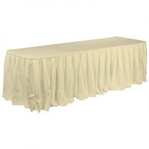Ivory Damask Table Skirt, 13ft