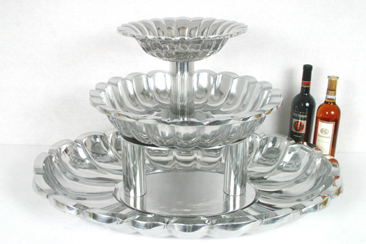 Grande Tray, 3-tier Polished Aluminum