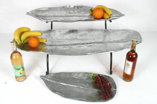 Banana Leaf Tray, 2 Tiered Aluminum