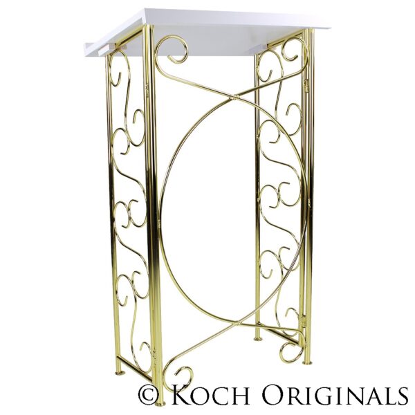 Registry Stand, Brass w Wooden Top