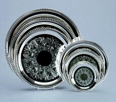 Silver Plate Tray, Round, Assorted Sizes