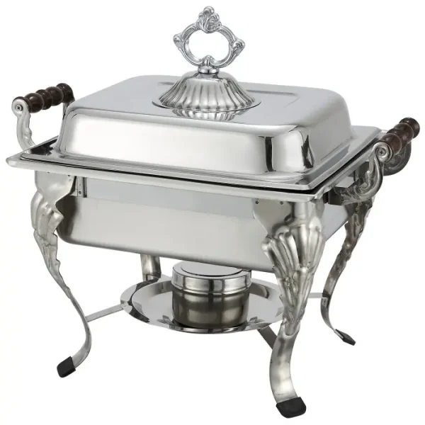 Square Chafing Dish, Wooden Handle 4 quart
