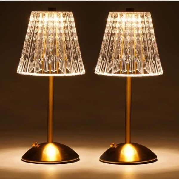Table Lamp, Gold w/Acrylic Shade 13"